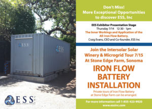 | ess to showcase low cost iron flow battery ideal for long duration energy storage & microgrid applications at intersolar