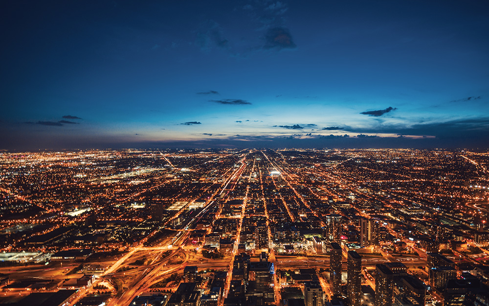 Chicago skyline at night image