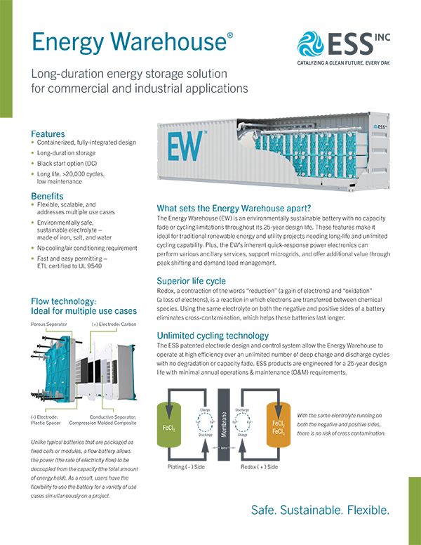 Ess energy warehouse™ datasheet pdf image