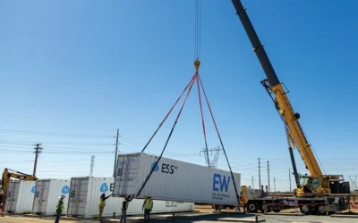 ESS iron flow batteries being installed at a utility site