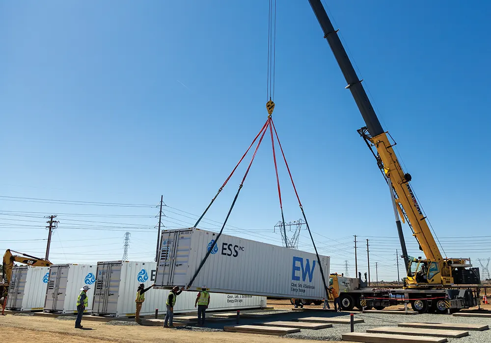 Ess iron flow batteries being installed at a utility site